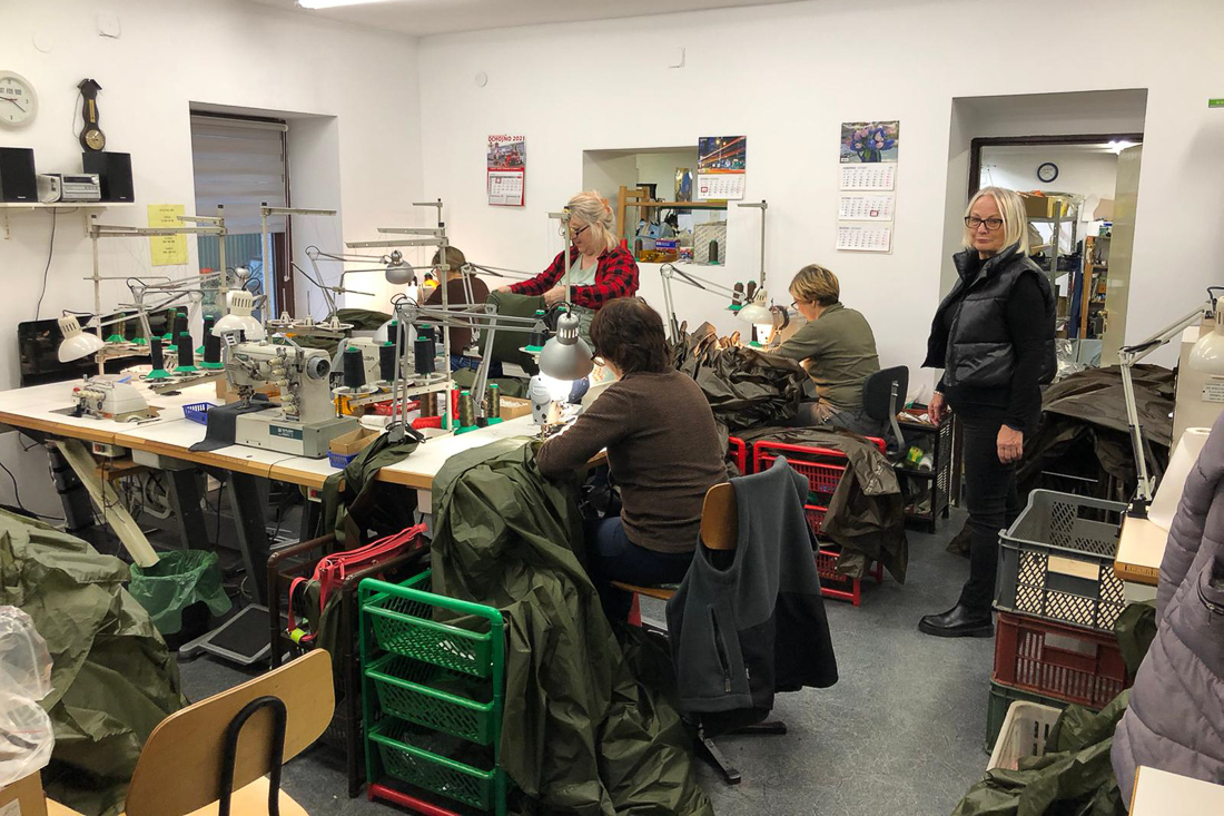 Mrs. Joanna Tatulinska supervises the seamstresses.